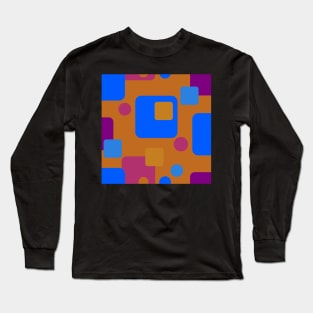 RRetro Abstract Dream Space in Deep Orange Blue and Magenta Long Sleeve T-Shirt